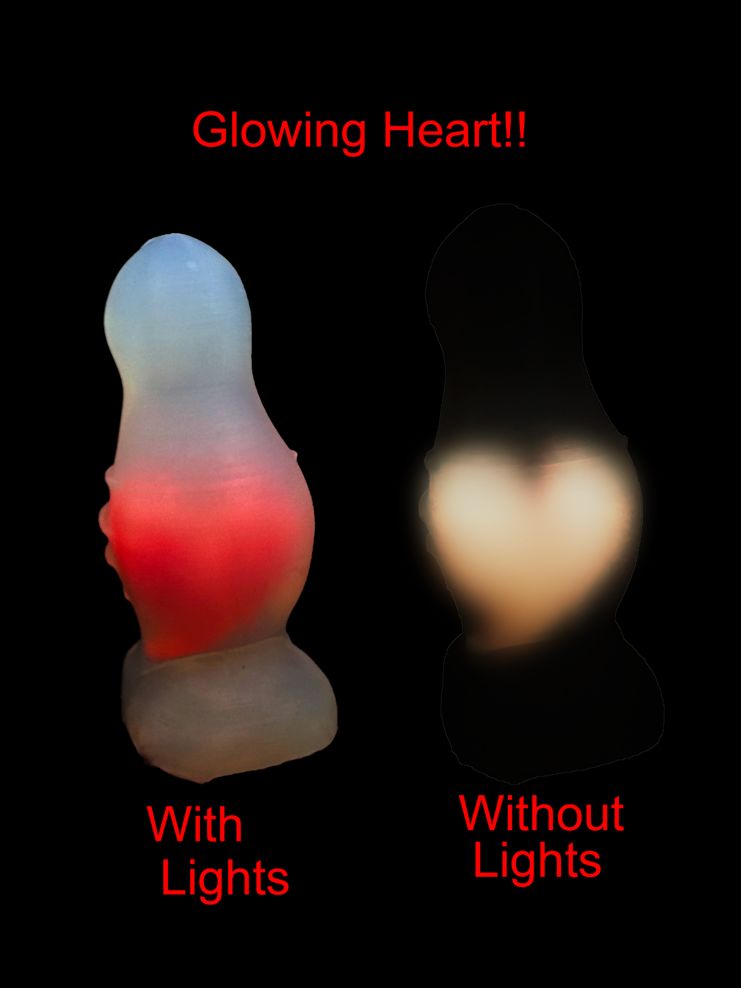 Sexy Phantom Heart- 5 inch Dildo with Glow in the Dark Heart
